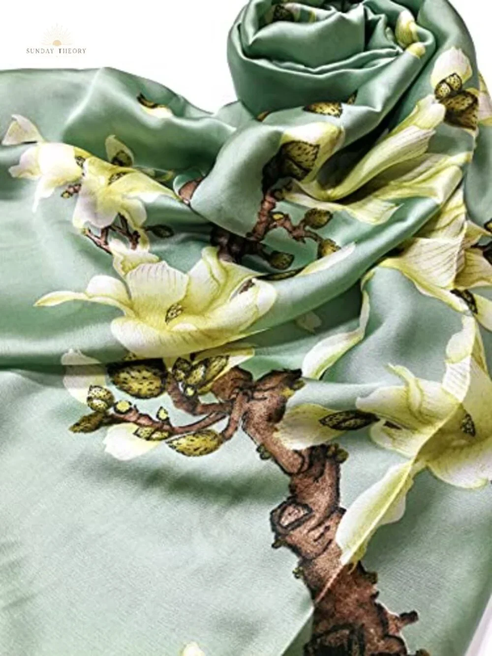 Floral Long Scarf Wrap Shawl Women Silk Feel Satiny Fashion